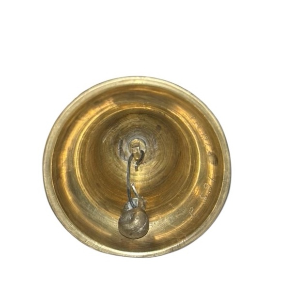 India Brass Bell Beautiful Etched Unique Floral Pattern Vintage - Picture 3 of 4